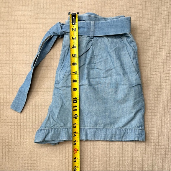 Polo Ralph Lauren 100% Cotton Blue Chambray Trouser Shorts Womens Sz 10 Tie Belt - Picture 9 of 9